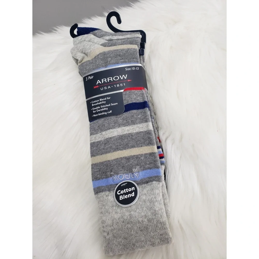 NEW Arrow Brand Tall Crew Cut Socks 2000s Dress Socks Striped Colorful Men 10-13